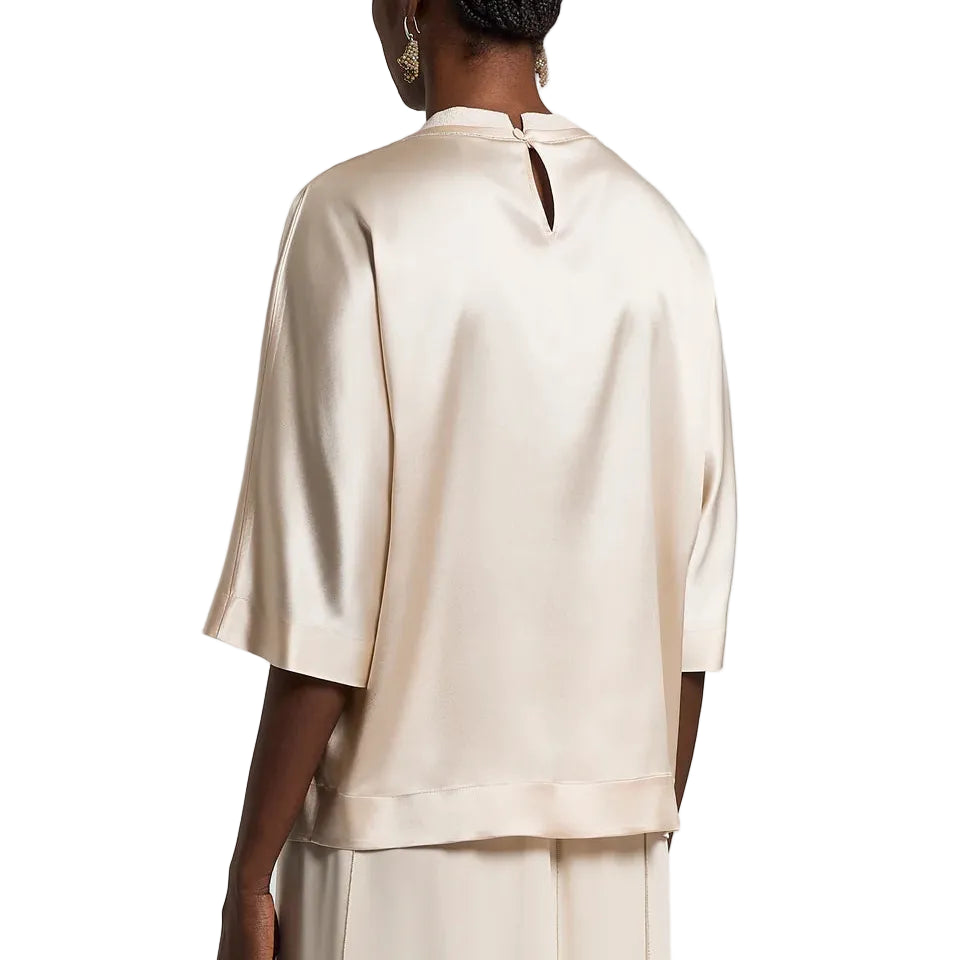 Blusa in raso di seta stretch