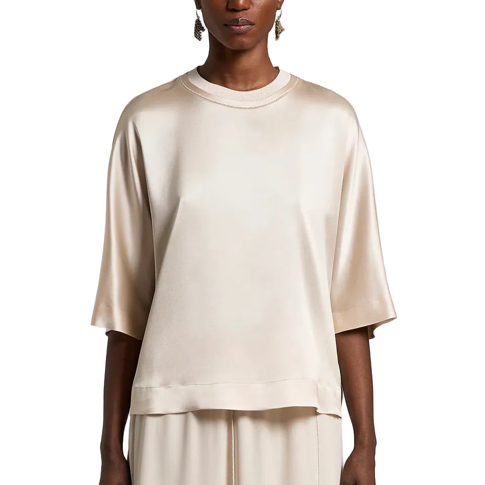 Blusa in raso di seta stretch