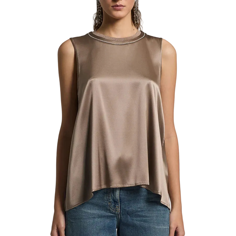 Top in raso di seta stretch