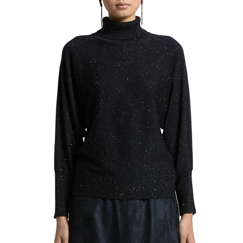 Maglia donna tricot Filato in lana e viscosa con pagliuzze laminate