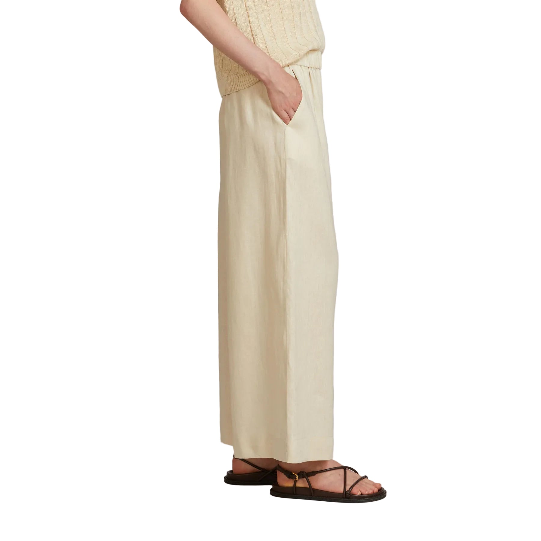Pantalone a Righe in Lino Canneti