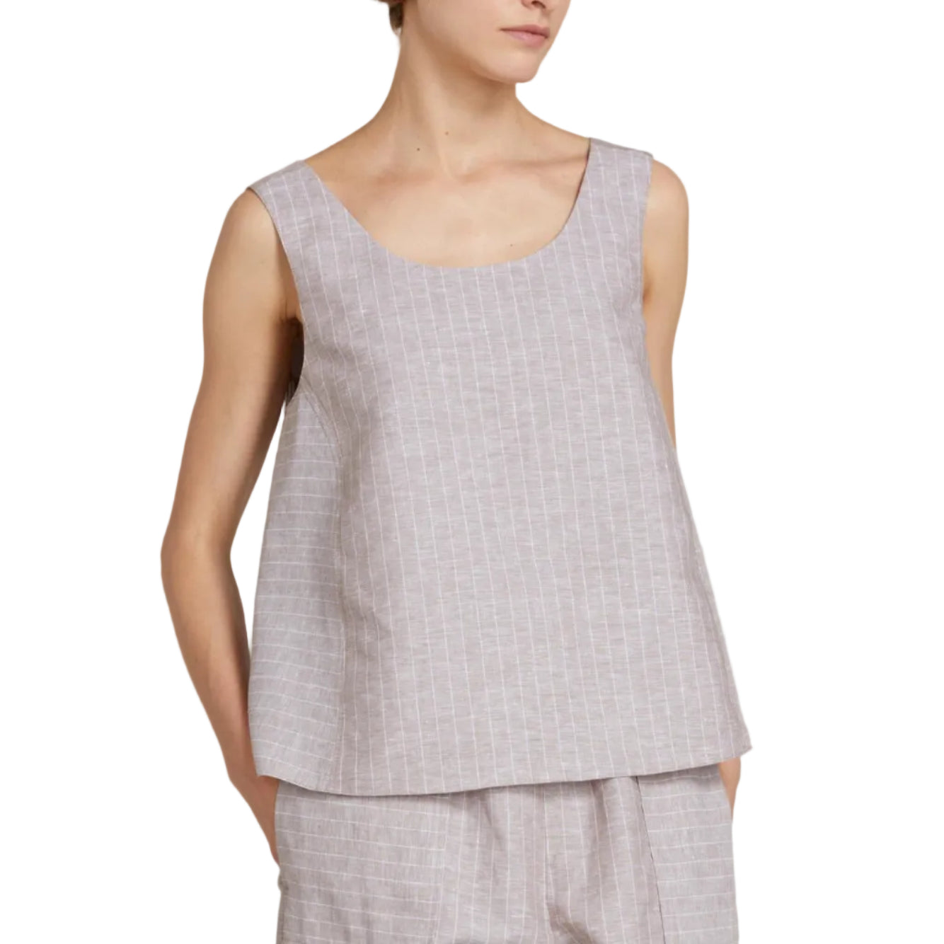 Top in Lino a Riga Larga Caliga