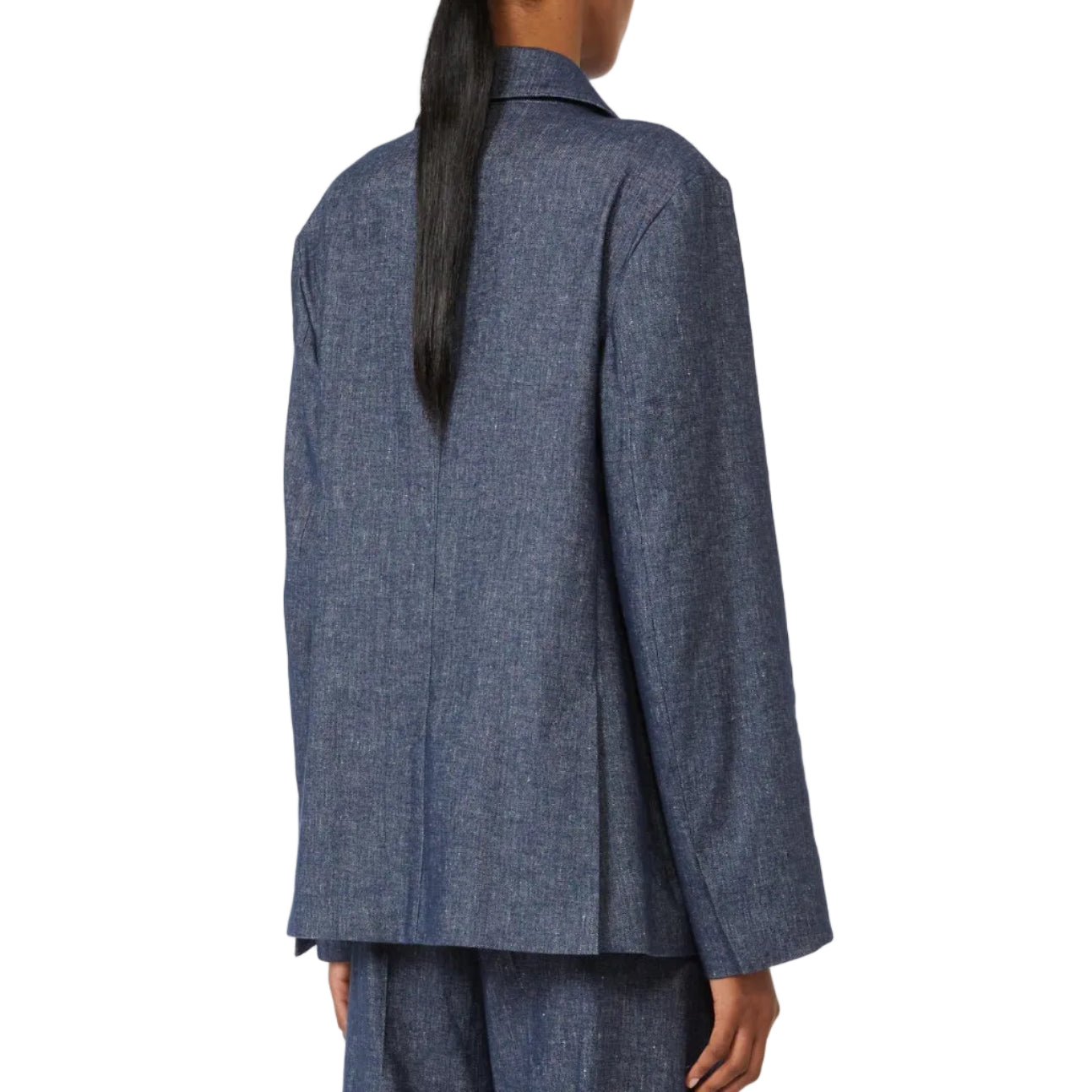 Giacca Doppiopetto Effetto Denim Nero