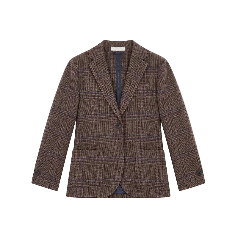 Giacca slim long luxury check wool