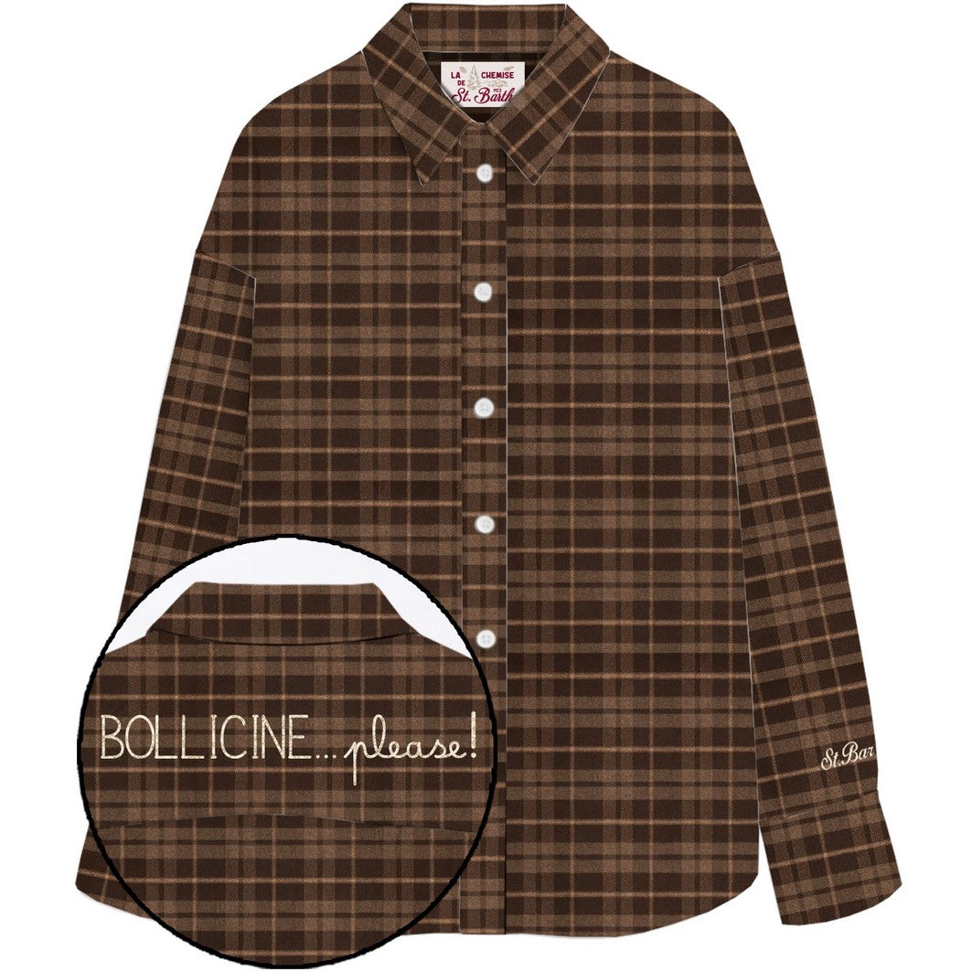 Camicia Gigy in flanella con motivo tartan e ricamo logo