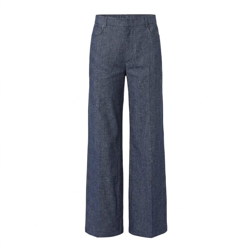 Pantalone Cinque Tasche Effetto Denim Abete