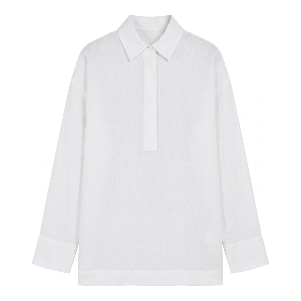 Camicia polo in tela di lino