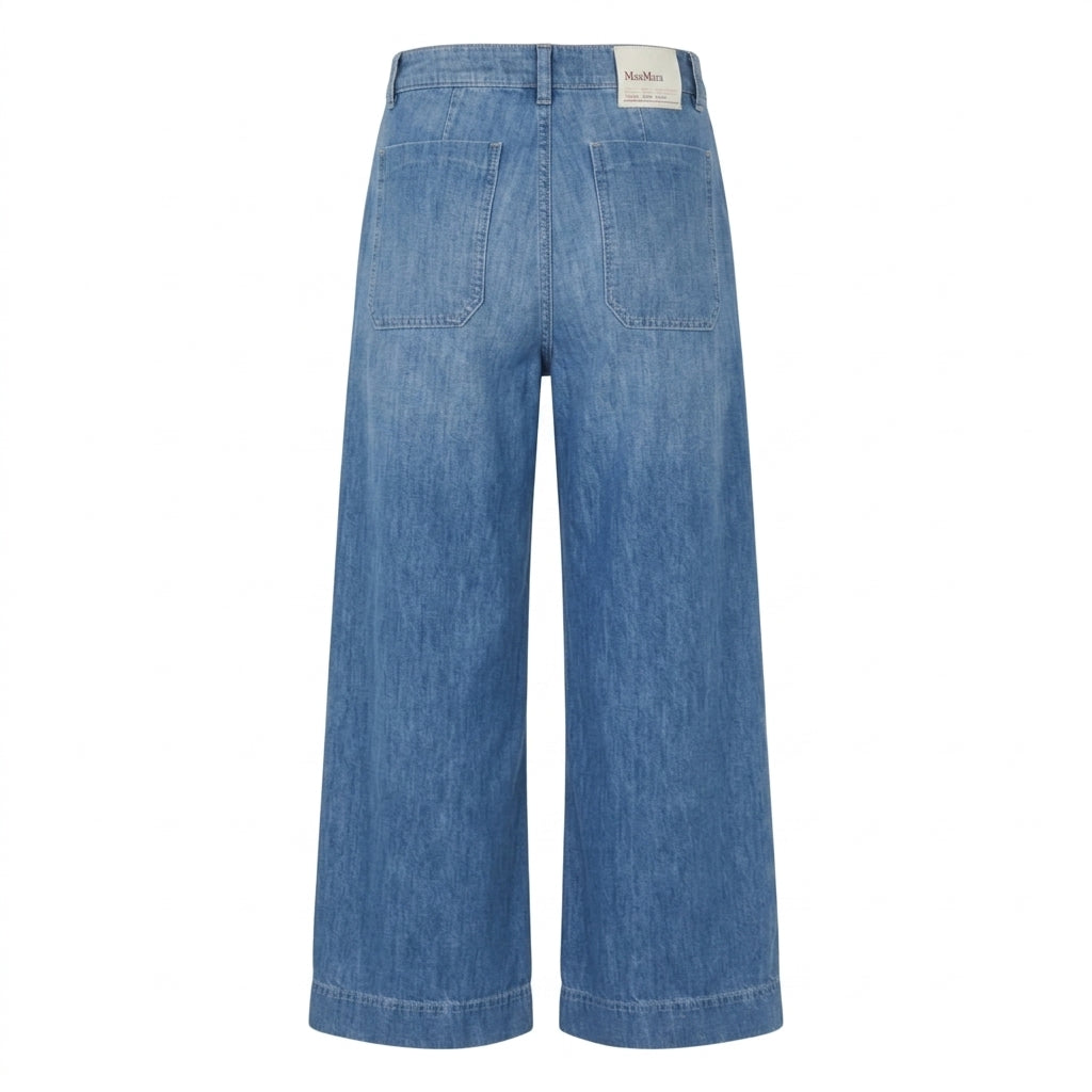 Pantalone in denim di cotone e lino