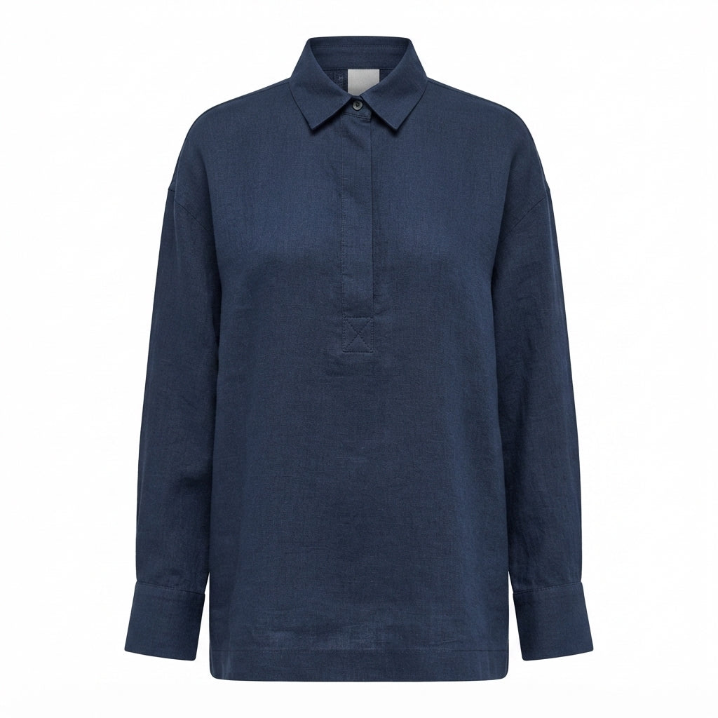 Camicia polo in tela di lino