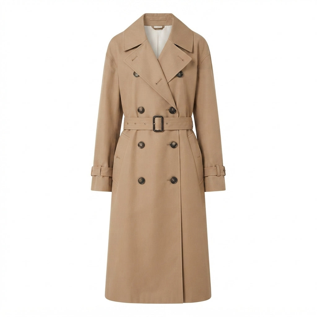 Trench Lungo In Twill Di Cotone Fiorito