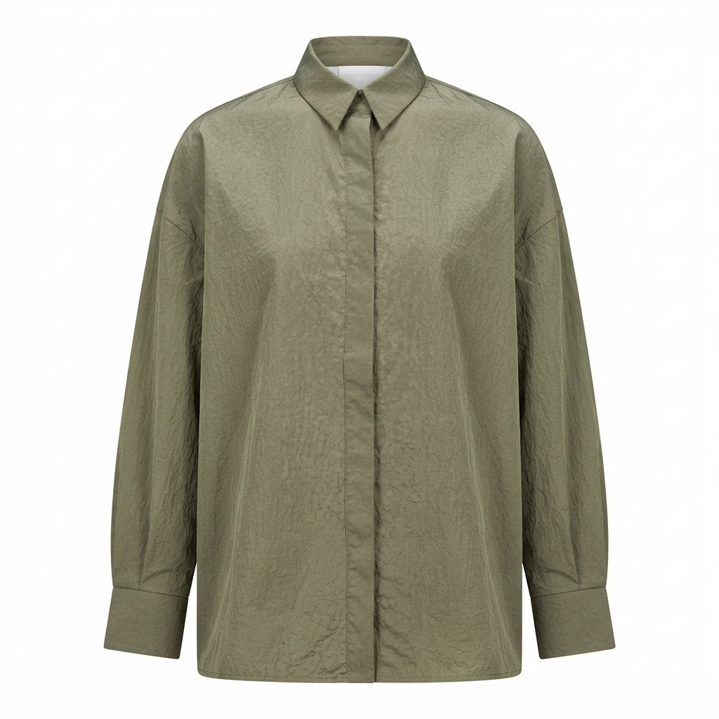 Camicia Effetto Crinkle Platanio