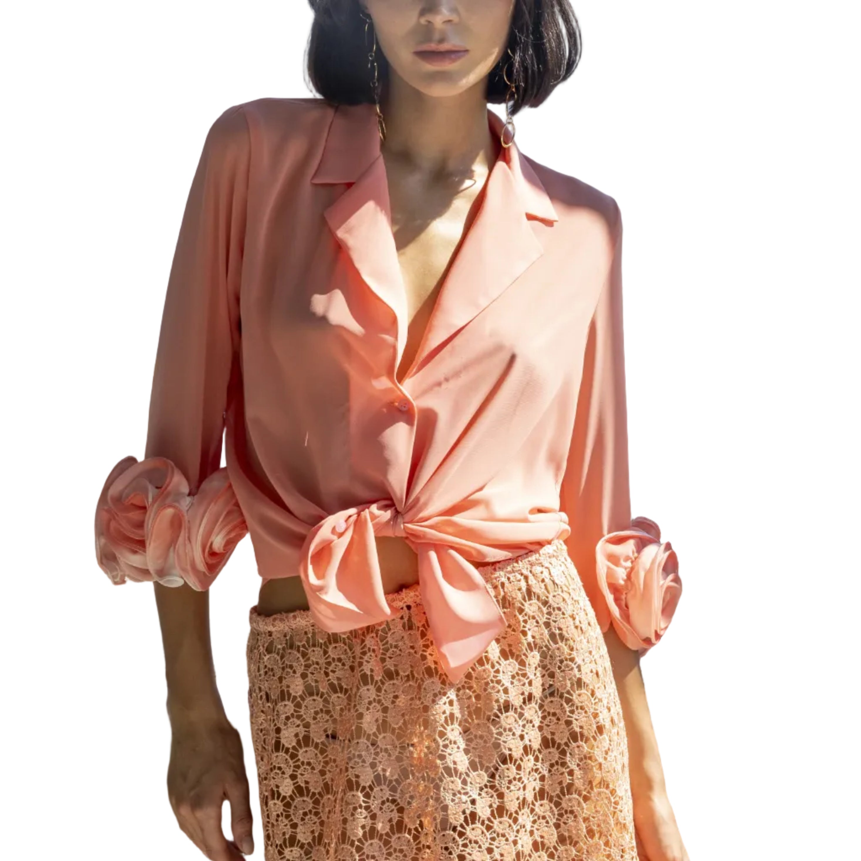 Camicia con Rose sulle Maniche
