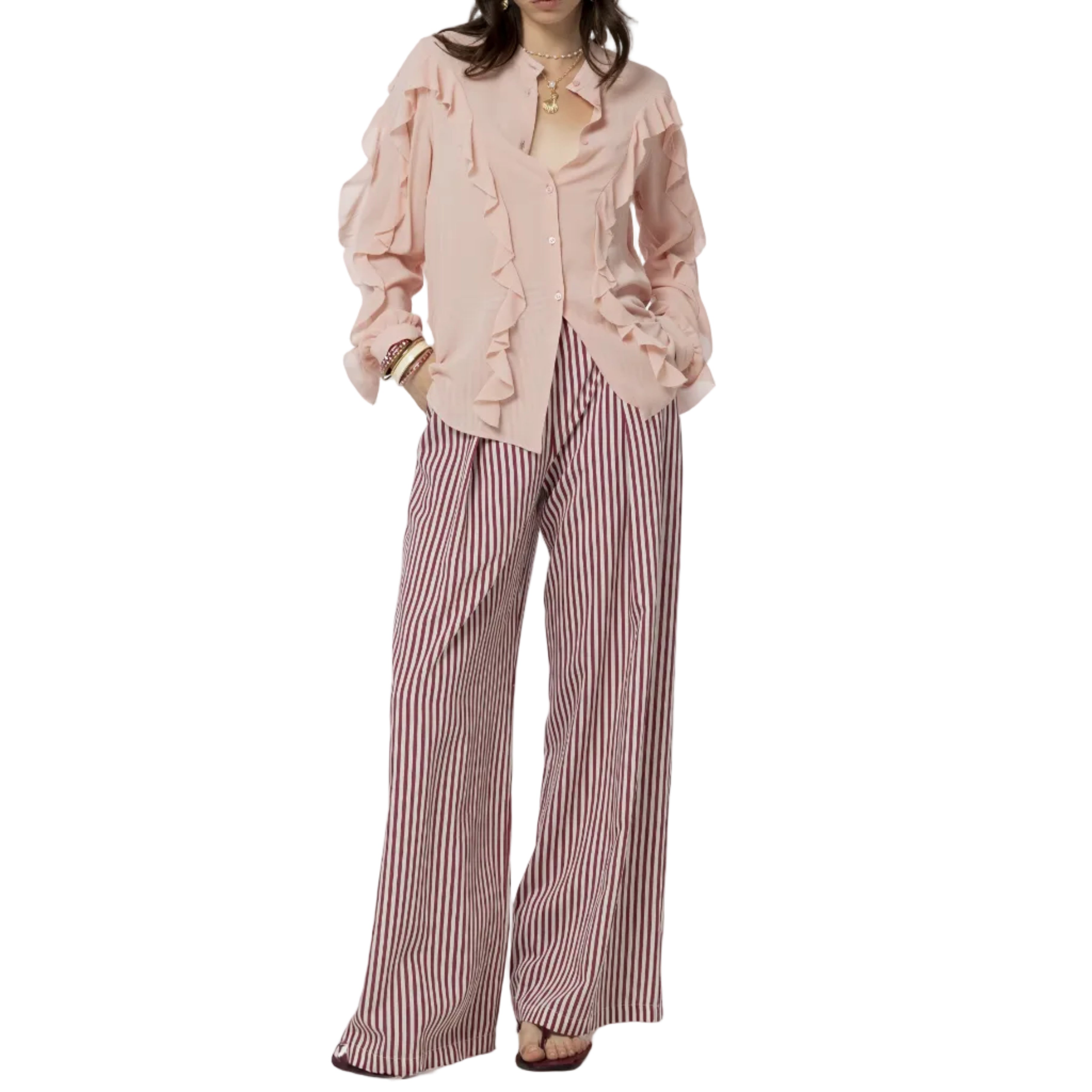 Pantalone in Viscosa a Righe
