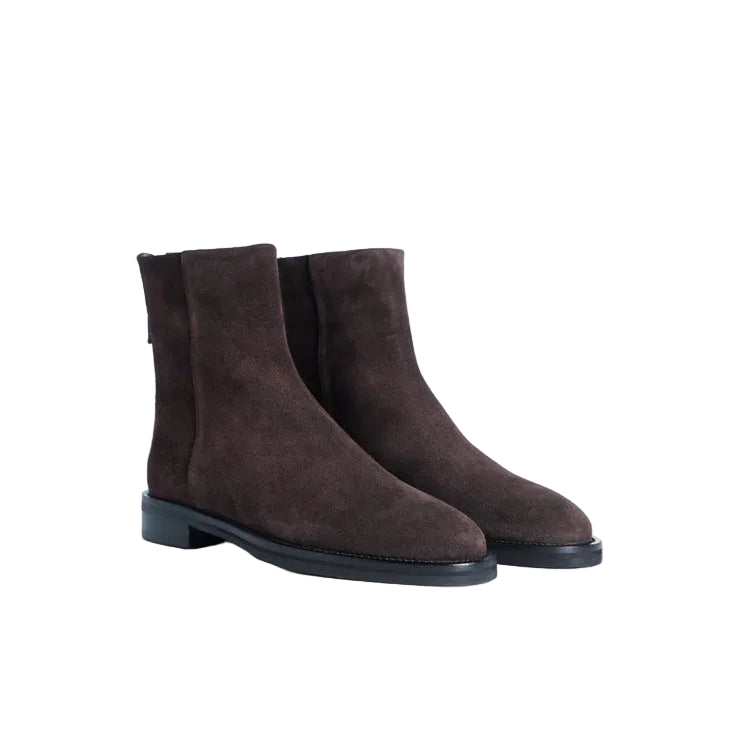 STIVALETTO IN CAMOSCIO MORO CON TACCO BASSO ISA