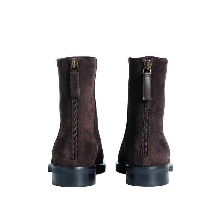 STIVALETTO IN CAMOSCIO MORO CON TACCO BASSO ISA