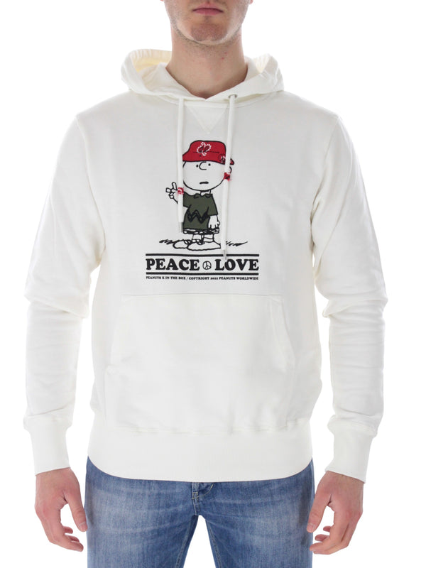 Felpa cappuccio Charlie Brown peace&love 230003 Panna
