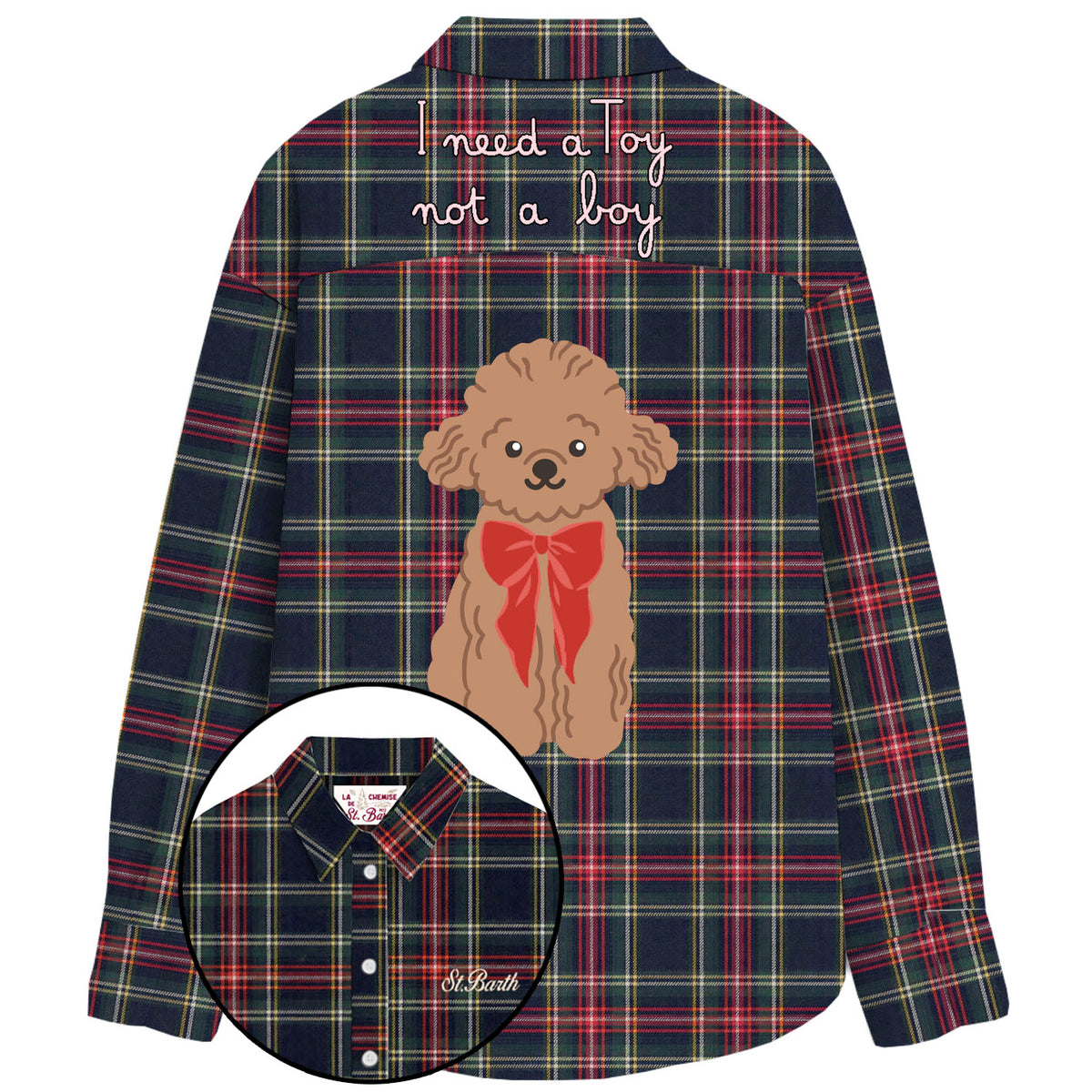 Camicia Lully in Fantasia Tartan con Ricamo