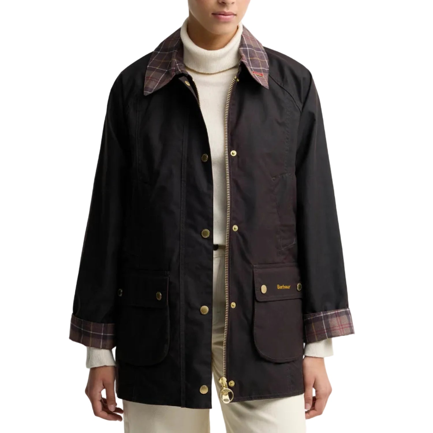 Giacca cerata Modern Beadnell con colletto in tartan Icons