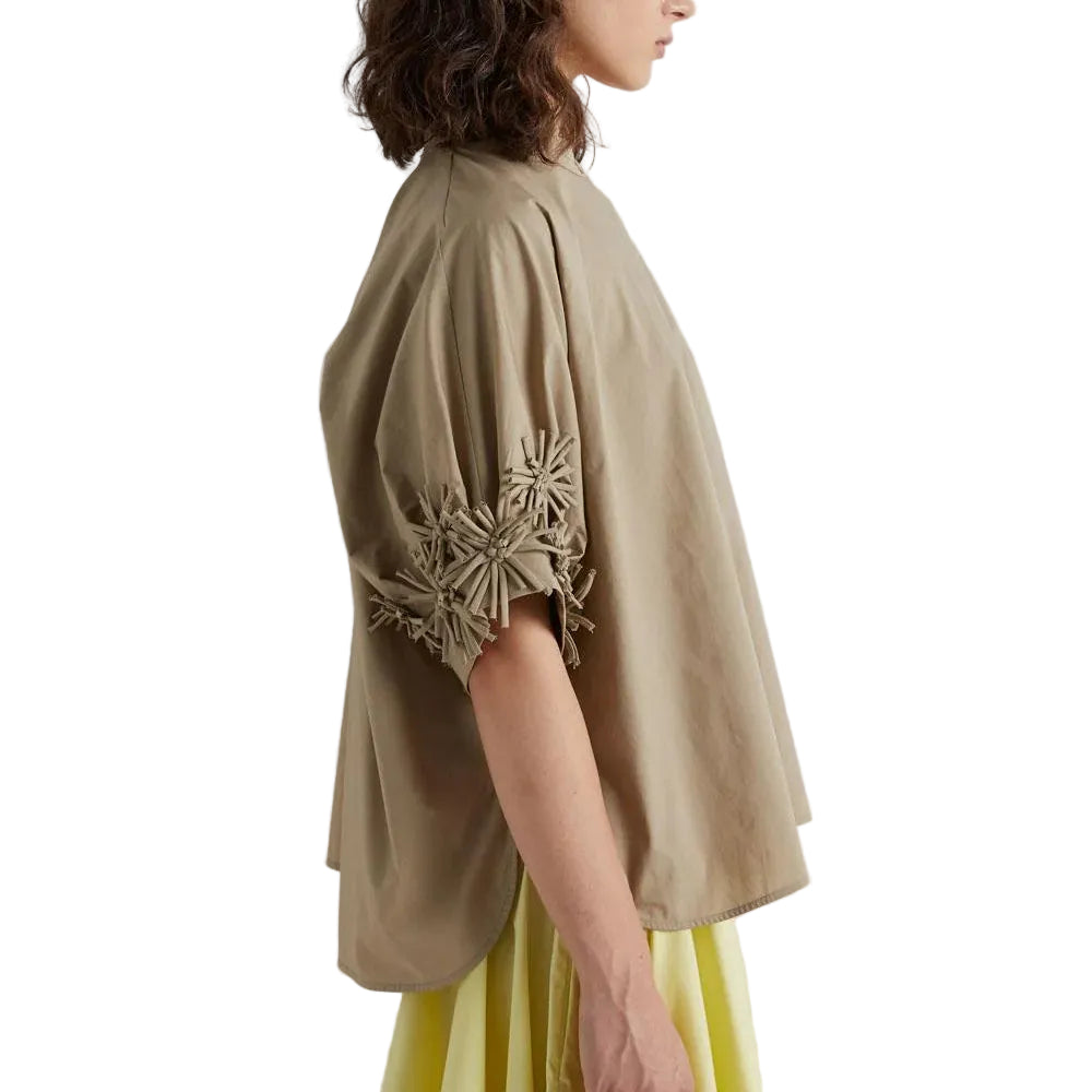 CAMICIA IN POPELINE DI COTONE CON APPLICAZIONI