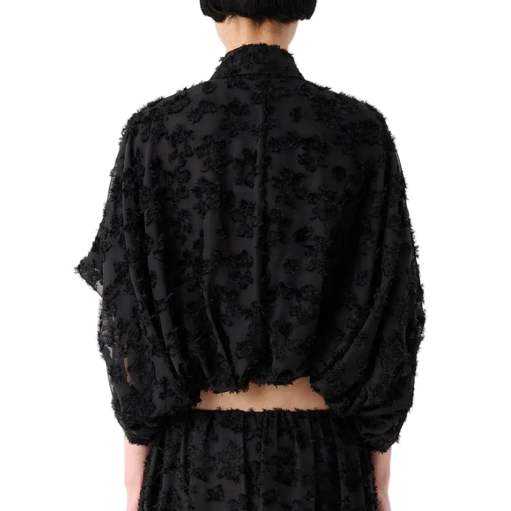 CAMICIA A PALLONCINO IN VOILE A JACQUARD