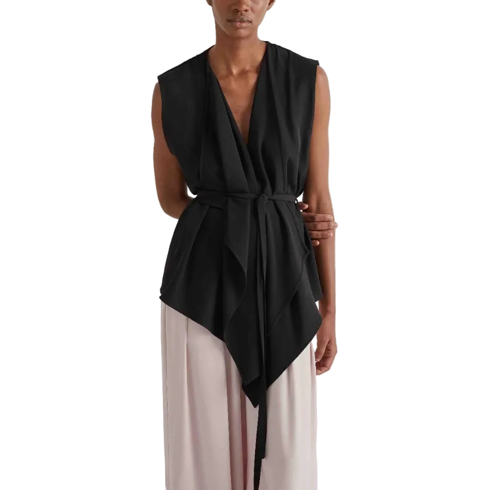 Gilet a Fazzoletto con Cintura in Vita