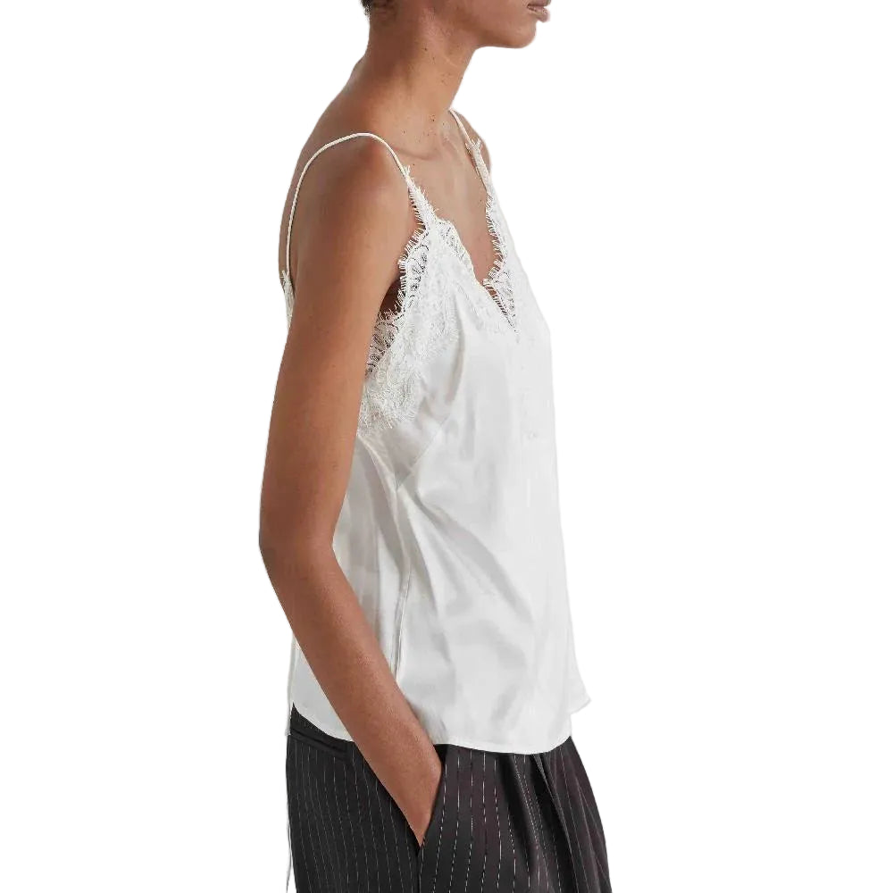 Top in Raso con Inserti in Pizzo