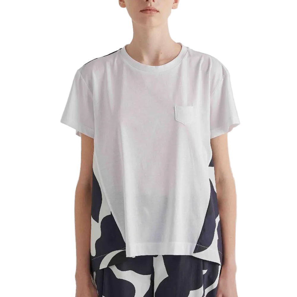 T-SHIRT CON TESSUTO STAMPATO SUL DIETRO