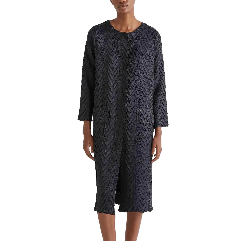 Giacca Lunga con Motivo a Trecce