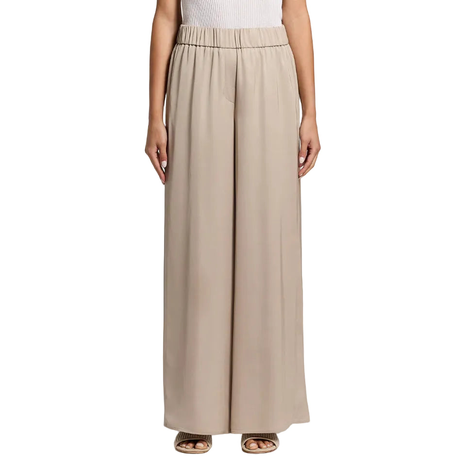 Pantalone wide leg in raso fluido di viscosa