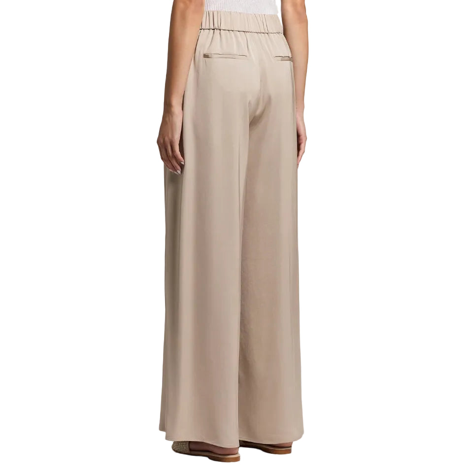 Pantalone wide leg in raso fluido di viscosa