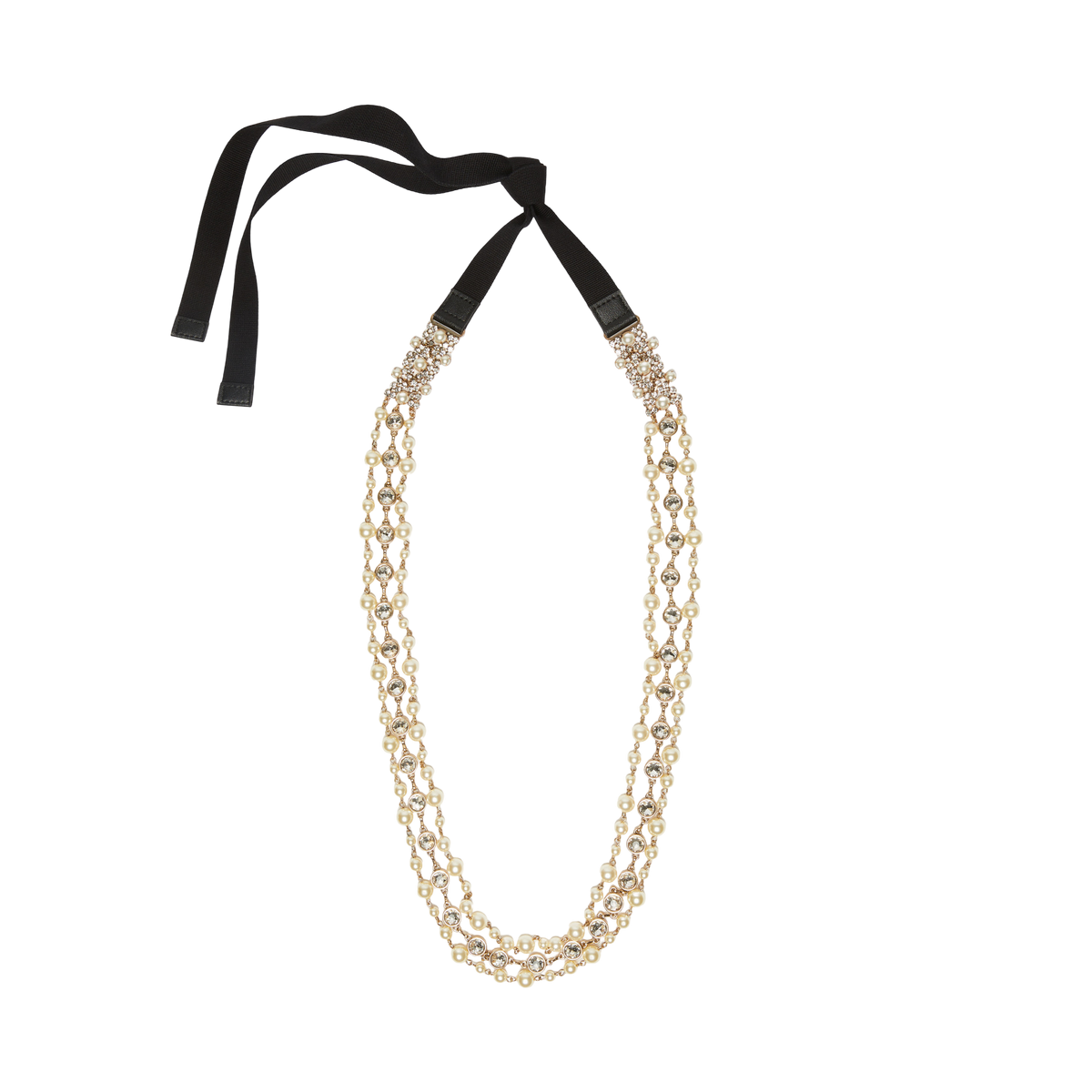 Collana gioiello con perle e strass