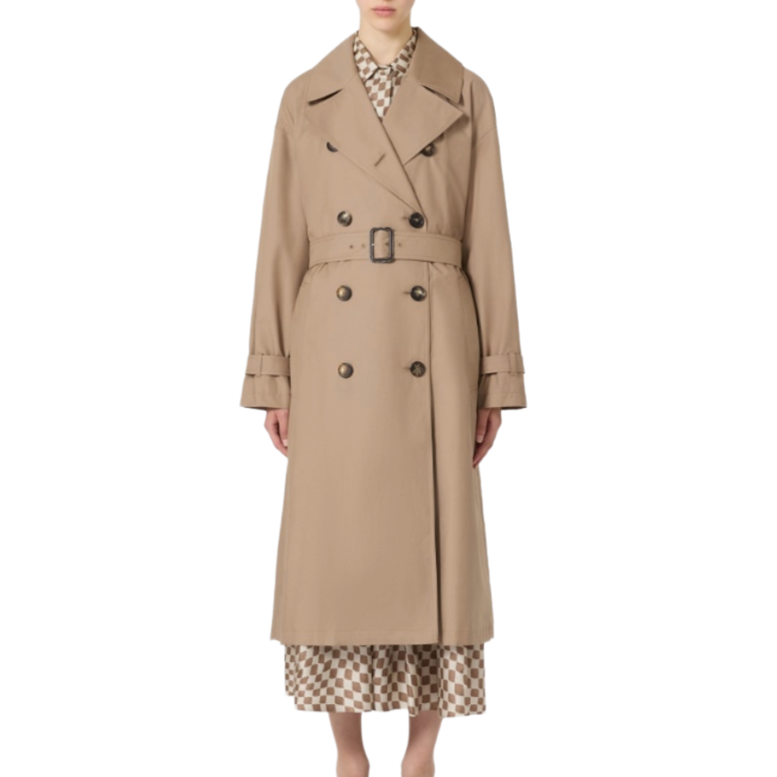 'S Max Mara Trench Lungo In Twill Di Cotone Fiorito