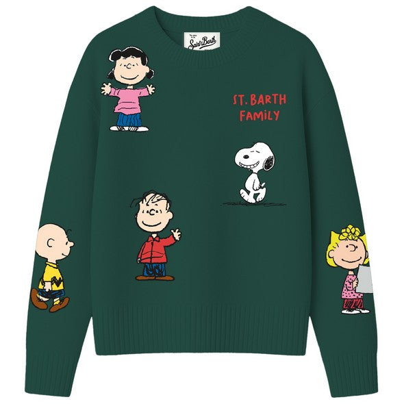 Maglia Girocollo Tessa in Misto Lana con Ricamo Peanuts Family