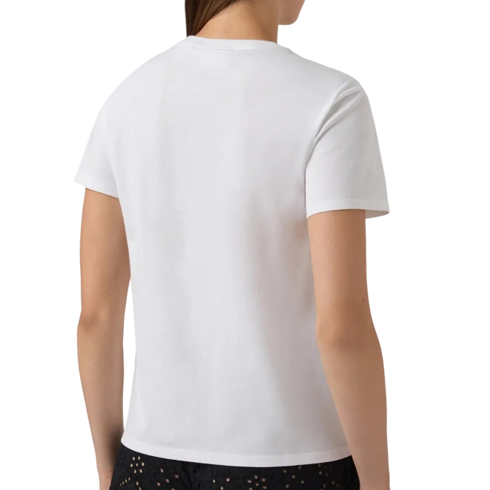 T-shirt Emilie bianca con ricamo + Borse che occhiaie e strass
