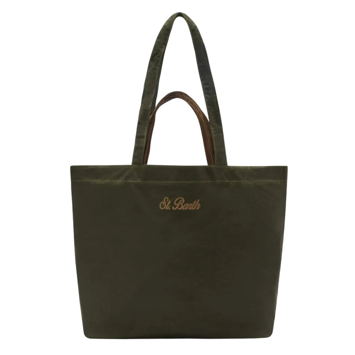 Shopper Essential in tessuto cerato con ricamo logo