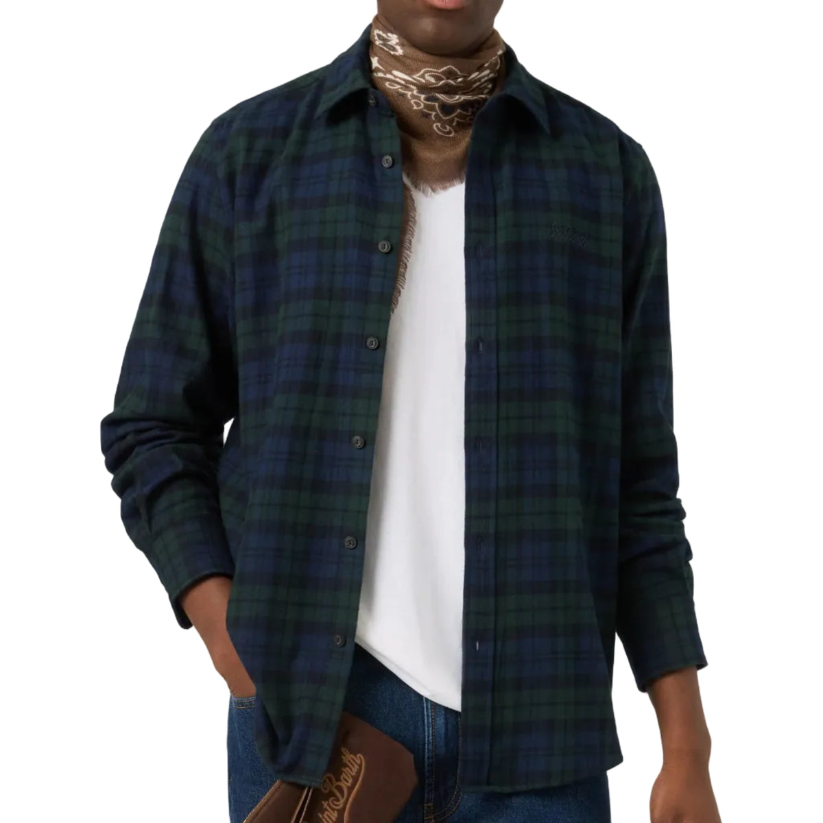 Camicia Seefeld in flanella di misto cotone con ricamo