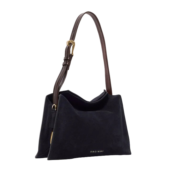 Borsa Trinity Peach Oro Small a spalla in suede e cuoio