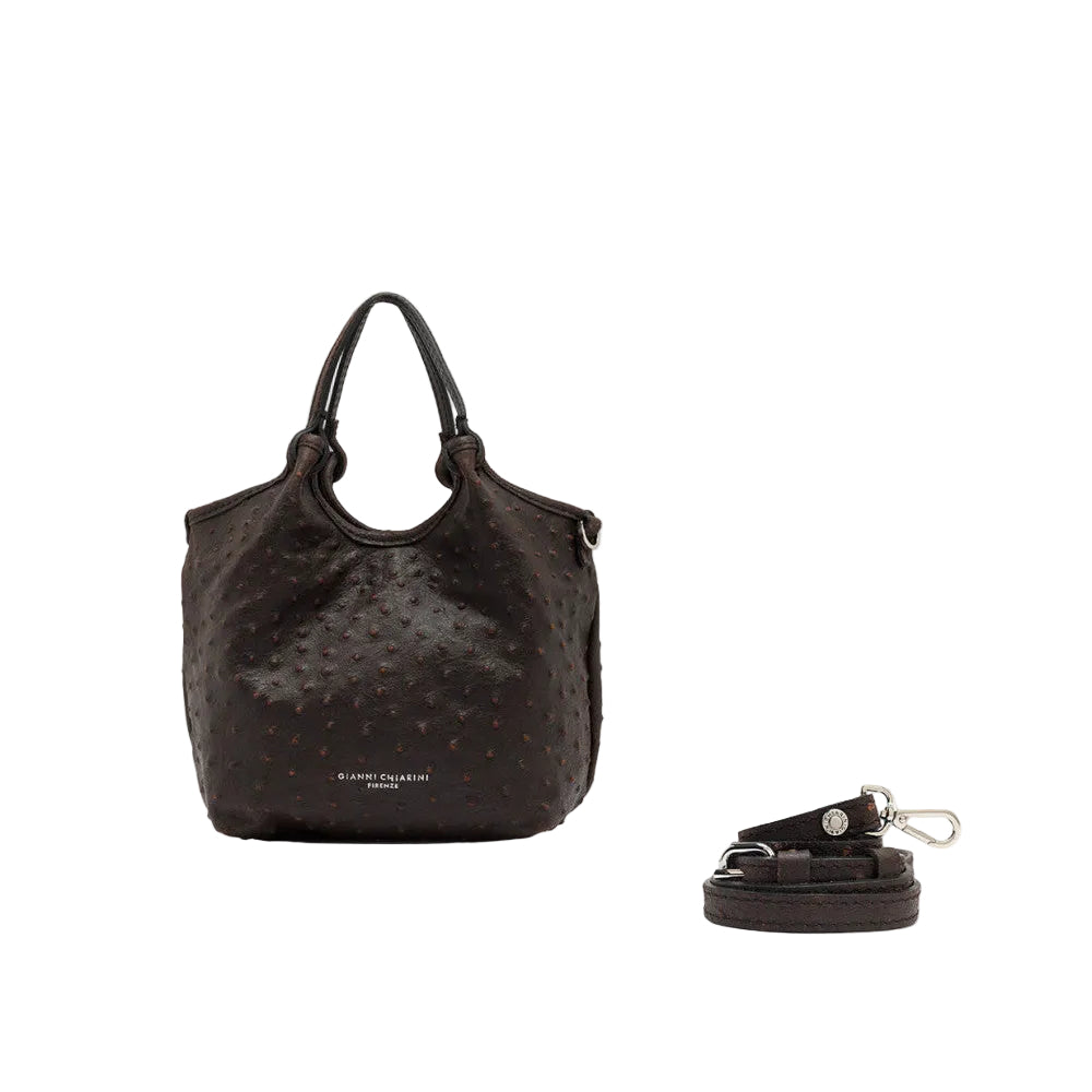 Borsa Dua in Pelle Stampata Struzzo