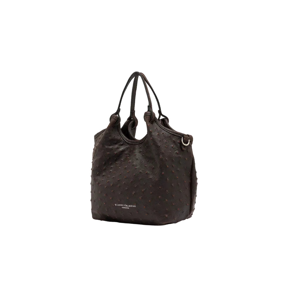 Borsa Dua in Pelle Stampata Struzzo