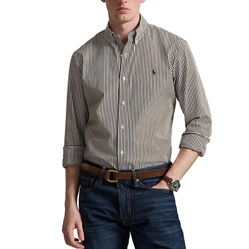 Camicia in popeline stretch a righe Custom Fit