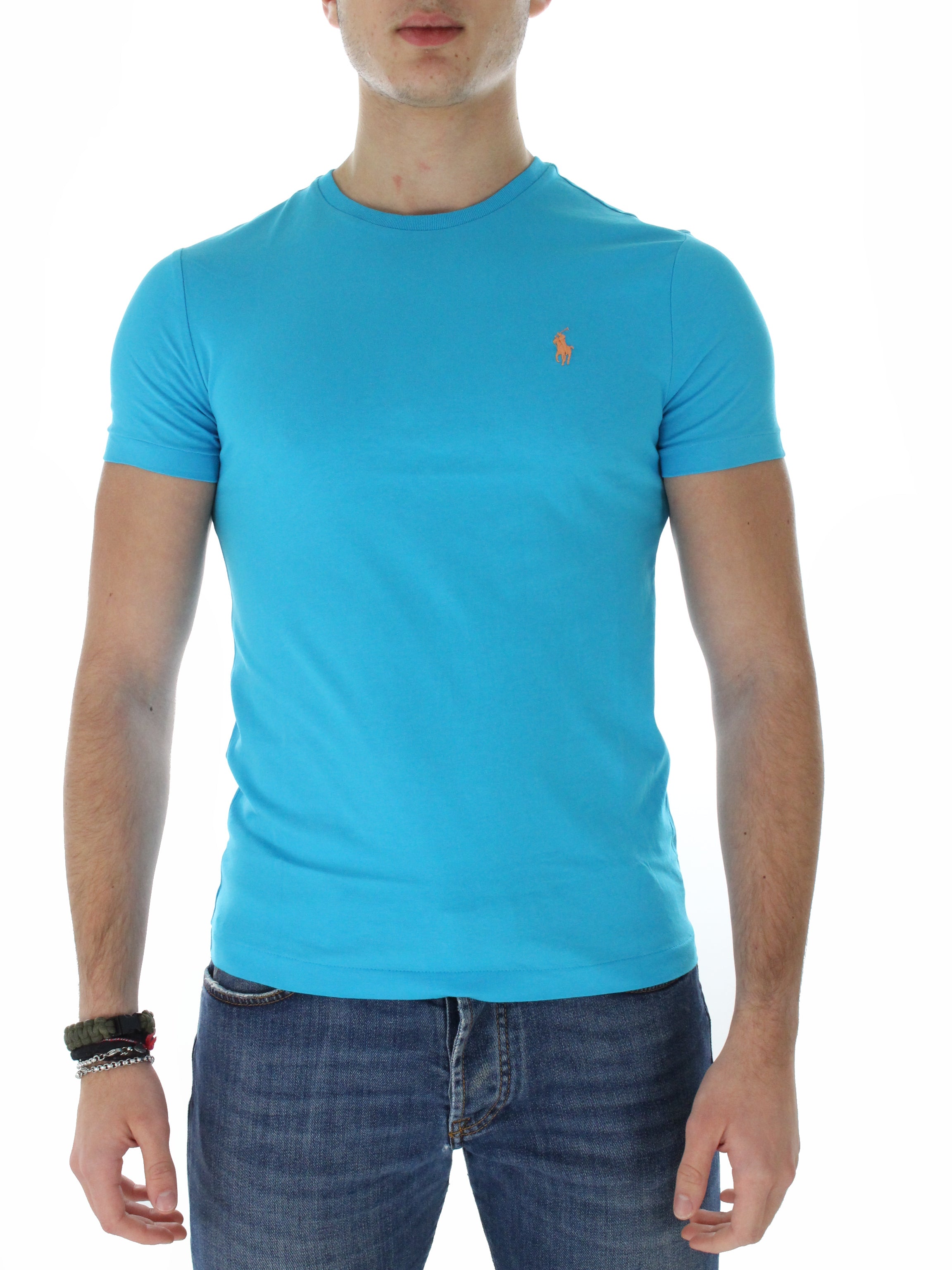 Custom Slim Fit 710671438 turquoise t-shirt